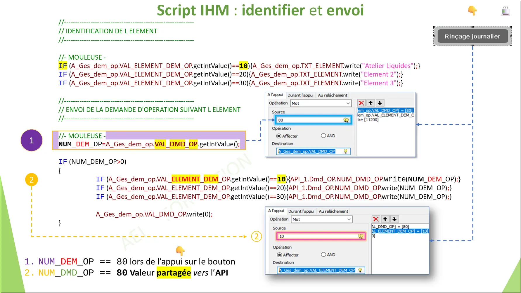 Script IHM : identifier et envoi